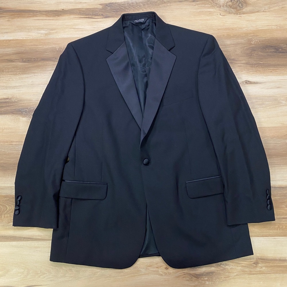 Jos. A. Bank Tuxedo Jacket 44 RG Formal Wedding Blazer 100% Wool Black 44R